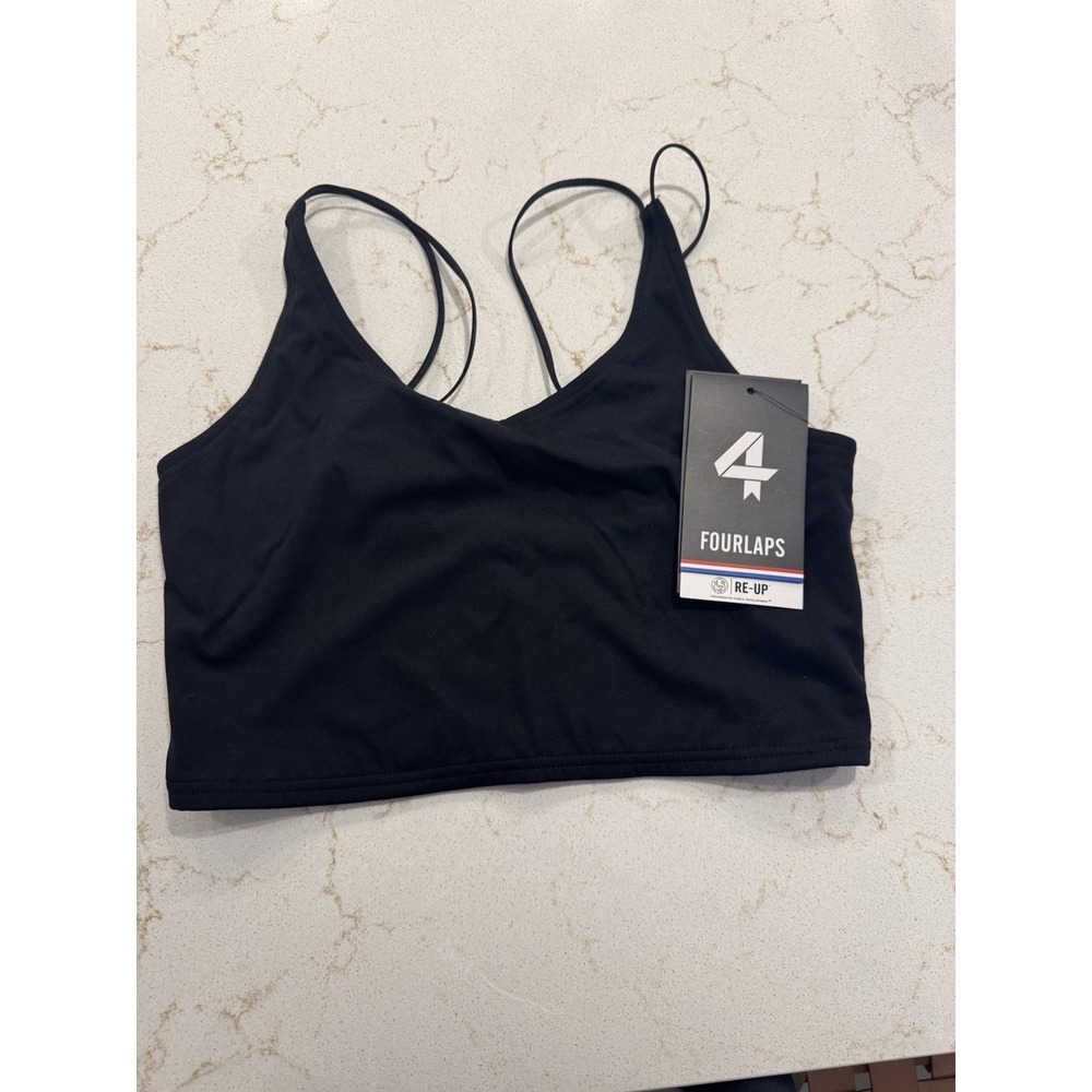 Fourlaps Poise Longline Sports Bra Small Black Yoga Wireless Bralette NEW